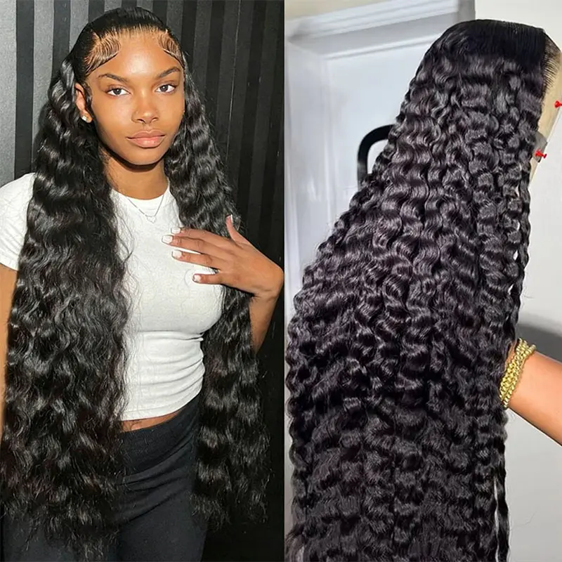 Bling Hair 36 38 Deep Wave 13x6 Lace Front Human Hair Wig Brazilian Deep Wave 13x4 HD Lace Frontal Wig Curly Wigs For Women