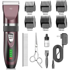 Low Noise Dog Clippers, 2-Speed Quiet Grooming Kit Rechargeable Cordless Pet Hair Clipper Trimmer Shaver for Small and Large Dogs Cats Animals (Dark Plum)
