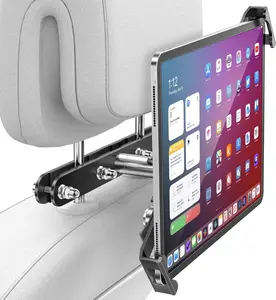 Tablet Holder for  Headrest- Anti- iPad  Holder  Seat, Secure Locking System with 360 Swivel, Universal for 4-11" Tablets, Durable  Mount for Travel & Business, Black