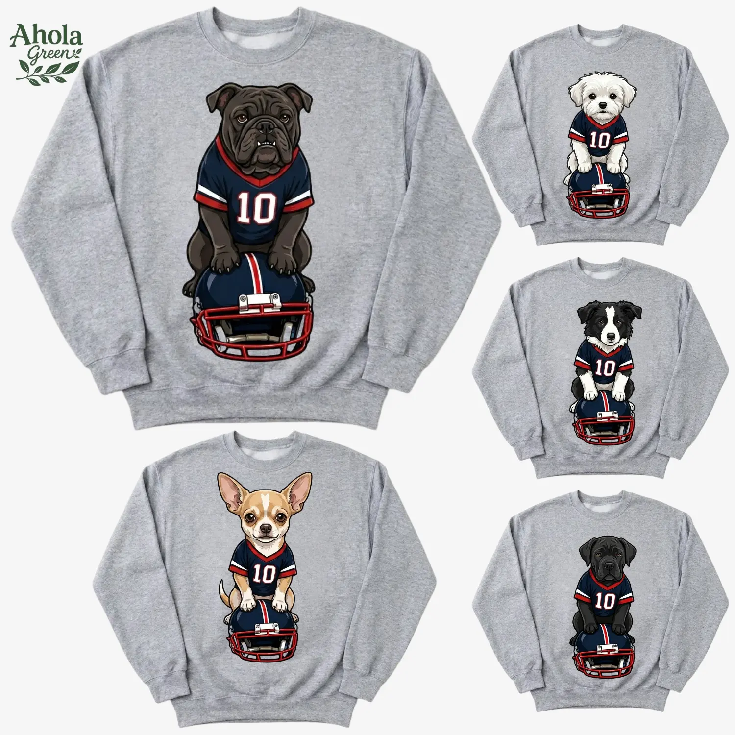 30+ Dog Breeds Football Sweatshirt, Funny Game Day Puppy Graphic Pullover, Vintage Dog Lover Crewneck, Pet Fan Unisex Sweatshirt