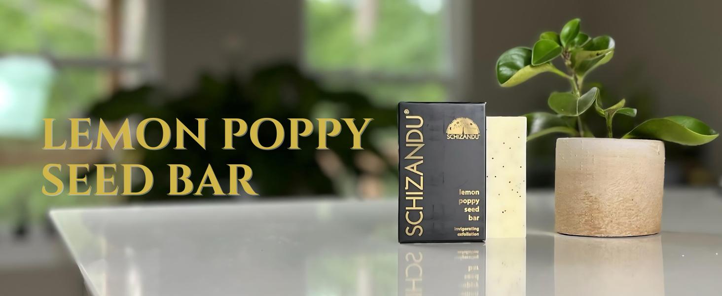 Lemon Poppy Seed Bar Soap, Organic Herbal Skin Cleanser Detox with Essential Oils