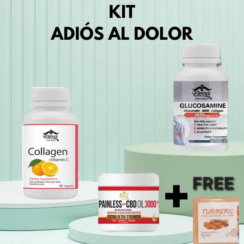 Pain Relief Kit - Eternal Anti-Diabetes Set with GlucolessTea DNAPlus & Turmeric Free