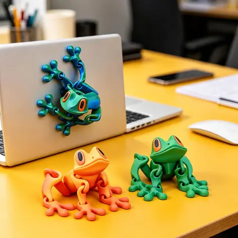 3D Printed Lightweight Magnetic Poseable Frog Toy - Glow-in-the-Dark Colorful Gradient Refrigerator Magnet, Quirky Cool Christmas Gift for Adults & Couples, Home Decor Desk Trinket