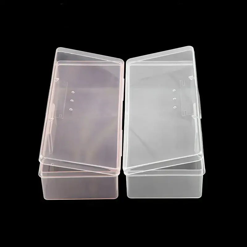 Clear Pink Nail Art Storage Container Tool Organizer Box for Nail Pens Brushes And Files - Compact Cosmetic Storage Solution