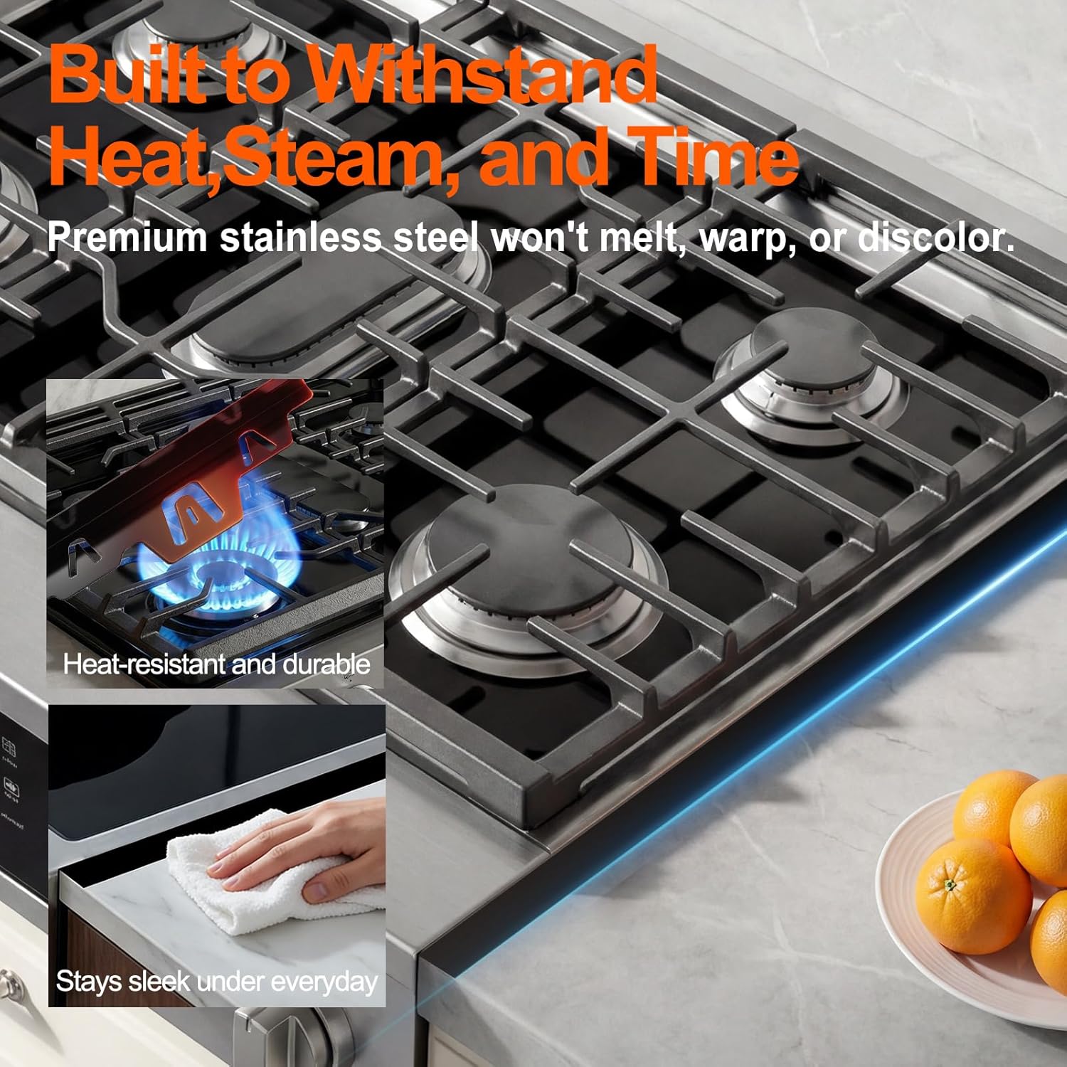 Stove Gap Covers Stainless Steel, 2 Pack Upgraded Stove Gap Filler for Gap Between Stove and Counter, Range Trim Kit Fits Up to 26 Inch & 0.6 Inch Width, Stove Counter Gap Cover