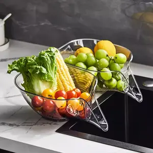 Vegetable Fruit Washing Basket Strainer Colander Viral Multi Functional Kitchenware for Home Use Stackable Pantry Organizer with Removable Shelf and Food Grater
