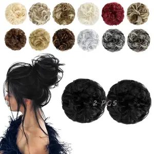 Messy Bun Hair Piece Wavy Curly Scrunchies Synthetic Chignon Ponytail Hair Extensions Thick Updo Hairpieces for Women