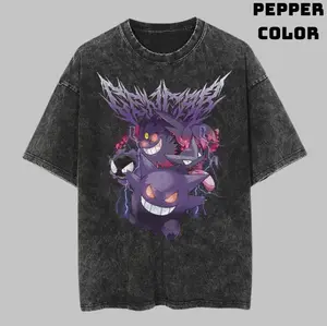 Comfort Colors Poison Type Vintage Tee, Ghost Gengar T-Shirt, Unisex Manga Anime Shirt, Summer Round Neck Sweatshirt