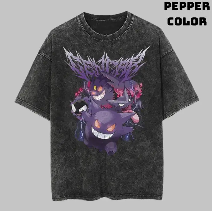 Comfort Colors Poison Type Vintage Tee, Ghost Gengar T-Shirt, Unisex Manga Anime Shirt, Summer Round Neck Sweatshirt