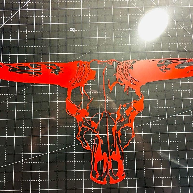 Bull skull with detail truck or car decal in weatherproof vinyl available in many colors