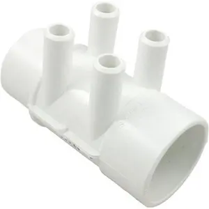 212 MAIN Gecko Alliance 672-4160 4-Port Flow Thru Pool & Spa Manifold, Barb Ports, Slip Fitting, Spa Plumbing Component
