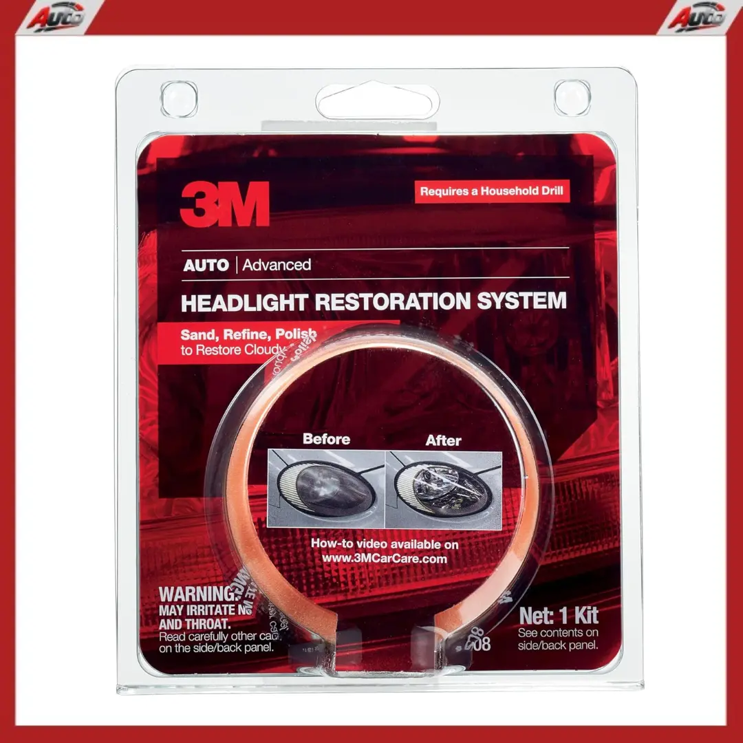 3M Drill-Powered Headlight Restoration Full Kit (39008) - Headlight Restoration System with Rubbing Compound, Trizact Refining Disc, Removes Yellowing, Restores Clarity for Automotive & Motorcycle Lights/Covers, Enhances Night Driving, 3M Rubbing Compound