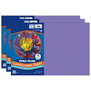 Construction Paper, Heavyweight, Violet, 12" x 18", 50 Sheets Per Pack, 3 Packs
