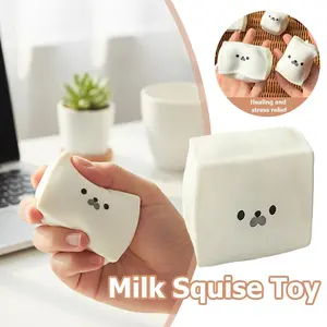 Cute Milk Cube Seal Toy Kawaii Soft Stress Relief Fidget Toy Slow Rising Sensory Toy Kids Birthday Gift