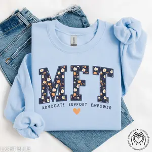 Floral MFT Short Sleeved T-SHIRT / Sweatshirt ,  Board Exam Licensure Gift, New Therapist Gift, Graduation Unisex Womenswear