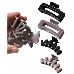 Household daily necessities ACECHA 4 Pack Silicone Flexible Hair Clips for Women - Nonslip Bendable Claw Clip |   Soft and Squishy Hair Grip Hairclips for Thin and Thick (B Black + Coffee)