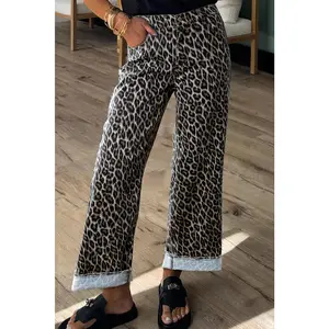 Yellow Leopard Straight Loose Leg Jeans