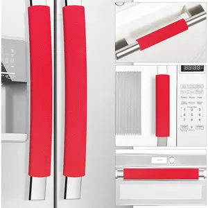 Refrigerator Door Handle Covers, Set of 5, Keep Your Kitchen Appliance Clean from Smudges, Drips,  Stains, Oil, Handmade Decor Protector for Fridge, Ovens, Dishwashers (Red) Seat