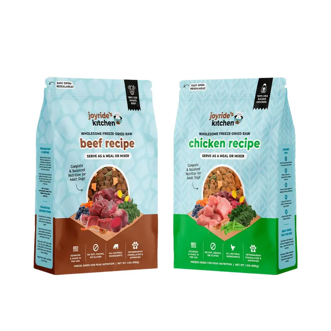 Joyride's Kitchen 2 pack Beef and Chicken Freeze Dried Raw Dog Food USA Sourced/ USA made