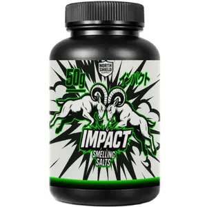IMPACT Smelling Salts 50g – Instant Energy & Alertness, Airtight Locking Seal, (NH₄)₂CO₃ Formula, Long-Lasting Consistent Strength, Resealable Bottle for Training, Driving & Focus