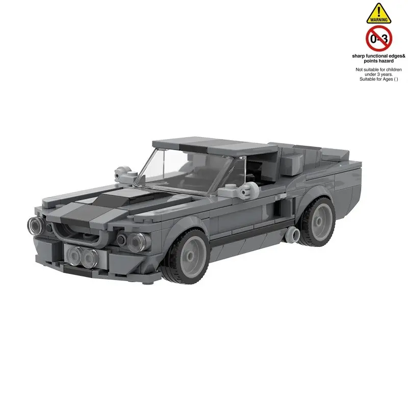 Moc Mustang Brick Model Buildable Blocks Kit 364pcs Static Version, Compatible with Lego 8-Slot Car, Classic American Muscle Car DIY Toy Model Kit