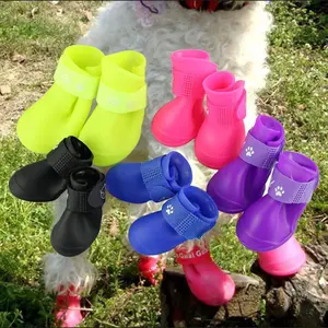 Puppy Dogs Candy Colors Anti-Slip Waterproof Rain Shoes Boots Paws Cover (Purple, Large)