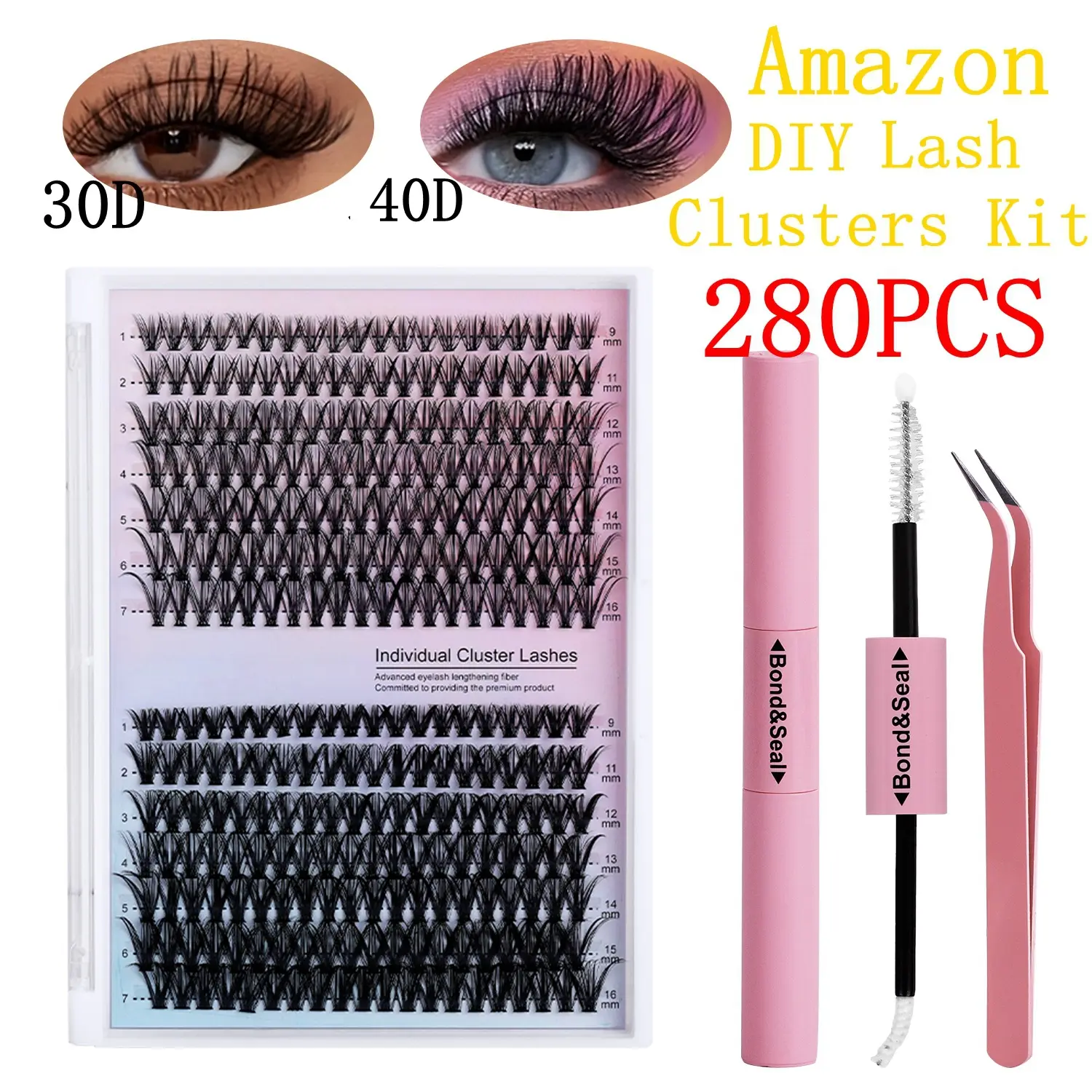 280 Bundles False Eyelashes Set Self-adhesive 30d40d European American Style Dense Single False Eyelashes Eyelash Glue