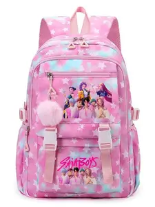 Women's Monochrome Backpack, Kpop Witch Hunt Group Star Print Zip Closure Fashion Bag, Versatile Casual Trendy Backpack for Students, Travel, Work