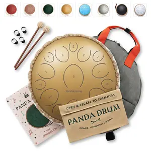 Panda Drum Pro Steel Tongue Drum 15 Inch – 432 Hz, with Music Book, Mallets, Bag & Finger Picks, Ideal for Adults & Kids