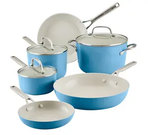 KitchenAid Hard Anodized Ceramic Nonstick 9-Pc Pots & Pans Set in Vibrant Blue for Versatile Cooking Includes 1.5-qt to 12.25" Frying Pans Dishwasher & Oven Safe