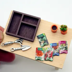 10 pcs/set Miniature Simulated Potted Plant Shovel and Seed Storage Box Model Decoration, used for DIY craft micro landscape decoration and mini garden decoration, Garden Accessories