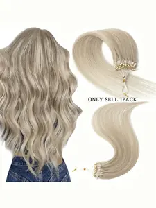 Mixed Loop Attachment Hair Extensions, Real Human Hair Invisible Volume Pre-Attached, 50 Strands Per Pack