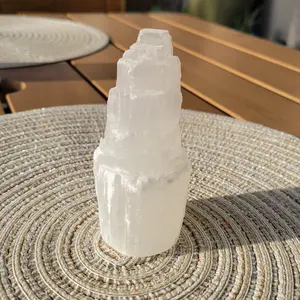 Selenite Crystal Tower 4" Tall, Approximately 9oz, Handpicked, One of a Kind, Natural Variations in Size, Shape, and Color