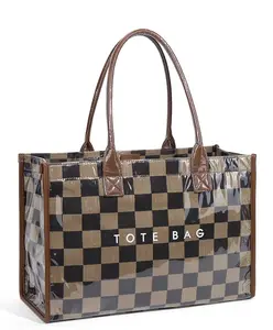 KALIDI Tote Bag PVC & Kraft Paper Cherry Pattern Lightweight Hospital Mom Shopping Bag for Women Everyday Use