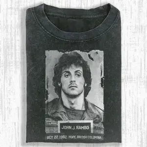 RAMBO FIRST BLOOD Printed Design Unisex Oversized Crew neck T-Shirt & Sweatshirt,High-Quality Print,Casual Comfort Breathable Long Sleeve for Streetwear Fashion Men and Women's Top Daily Wear