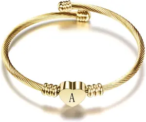 Gold Bracelets for Girls-A to Z Stainless Steel Heart Initial Girl Jewellery, Birthday Gifts for Girls