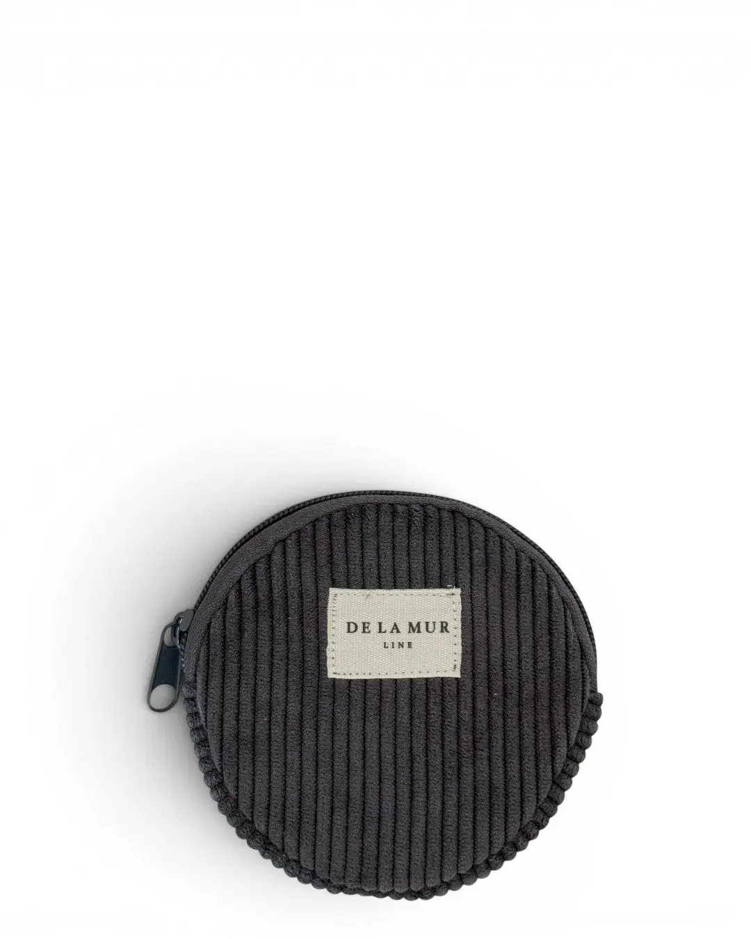 Corduroy Round Coin Purse – Charcoal Gray (Boni)
