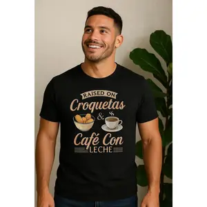 Raised on Croquetas & Cafe con Leche -  Short-sleeve unisex t-shirt Casual Cotton
