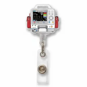 Defibrillator Badge Reel, Paramedic Nurse ID Holder, ECG Monitor Retractable Clip, Emt ER Tech Gift, Medical Accessory for Staff