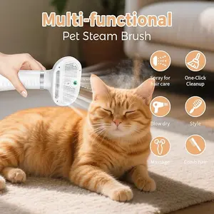Self-Cleaning Massage Pet Grooming Slicker Brush for Dogs & Cats - 1-Key Removal Tool, Gentle Loose Fur Management, Steam Cleaning Compatible