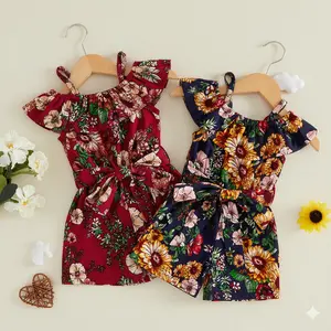 Trendy Floral Ruffle Rompers for Girls - Perfect Summer Playtime Jumpsuits & Cute Outfits - Toddler & Kids Fashion Apparel