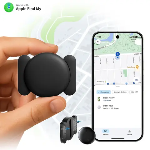 Hidden Magnetic Design GPS Car Tracker - Waterproof, Real-Time Vehicle Tracking, 365-Day Long Battery Life, No Subscription Fees, Proximity Alerts, iOS Find My Compatible (iOS Only), Works with iPhone/Android, Button Size, CR2032 Anti-Lost Tool