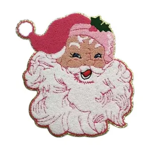 Jolly Santa Chenille Iron-On Patch for Christmas Crafting Supplies - Easy Application