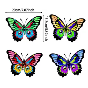 Colorful Metal Butterfly Wall Art (4pcs). Outdoor fence art decoration, ideal gift for family and friends, garden decoration, art design, decorative butterflies, perfect for gardening enthusiasts. Christmas gift.