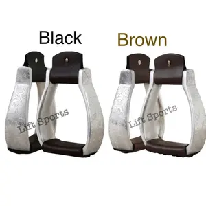 Engraved Western Black-Brown Horse Riding Stirrups Irons Engraved Western Black-Brown Horse Riding Stirrups Irons