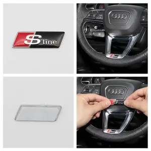 Aluminum Alloy Car Steering Wheel Emblem Badge, Fits Audi Sline Logo A3 A4 A5 A6 A7 A8 Q3 Q5 Rs3 Rs4 Rs5 Rs6 S3 S4 S5 Models