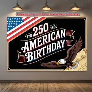 1pc 250th Anniversary Banner Multicolor Wall Decoration, Durable Polyester Room Background Cloth for Home Office Party Decor, Birthday Historical Event Year-Round Celebration Banner