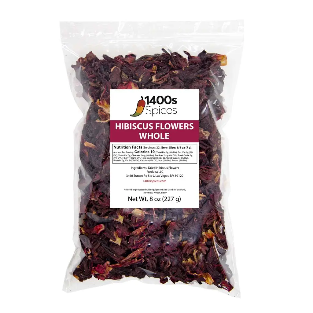 8oz Dried Whole Hibiscus Flowers and Petals, Flor de Jamaica | Perfect for Tea and Mexican Agua Fresca, Sorrel Flower, Zobo Flower