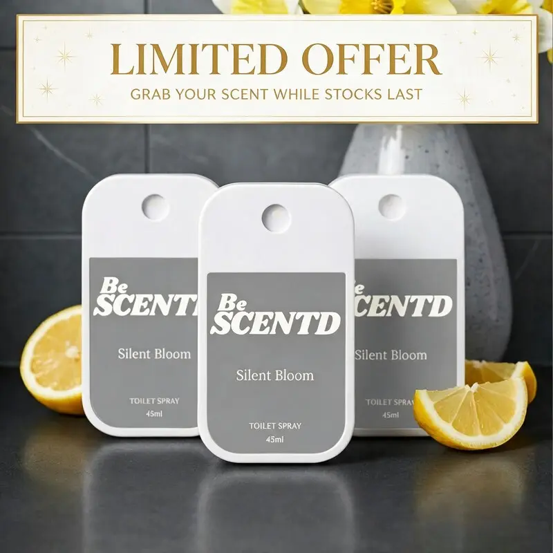 BeSCENTD Silent Bloom Pre-Toilet Spray 3-Pack - Bathroom Odor Spray, Floral Orange & Vanilla Scent