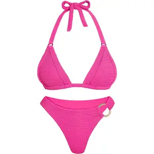 Triangle Two Piece Halter Bikini Sets for Women, Sexy Strap Thong Swimsuit for 2026 Summer Beach Vacation